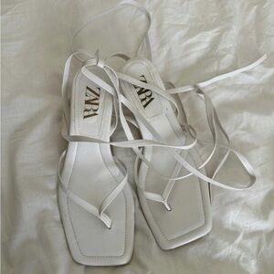 Zara Elegant White Strappy Sandals